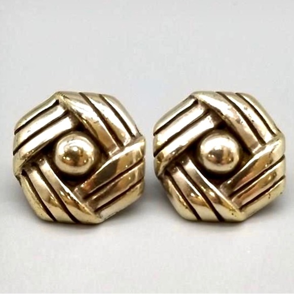 BRIGHTON Sonoran Knot Button Style Pierced Earrings Silver Plated - Picture 6 of 10